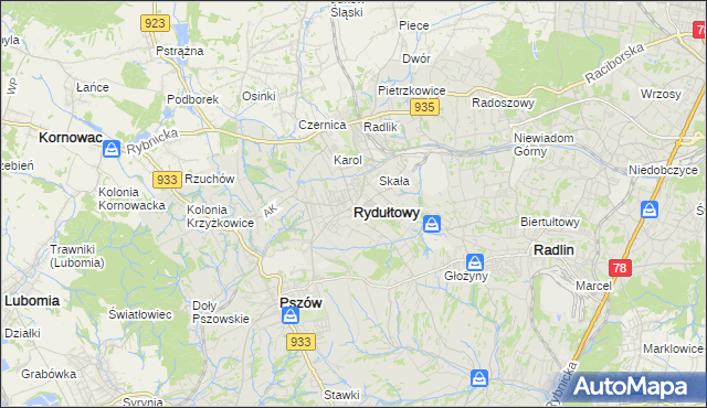 mapa Rydułtowy, Rydułtowy na mapie Targeo