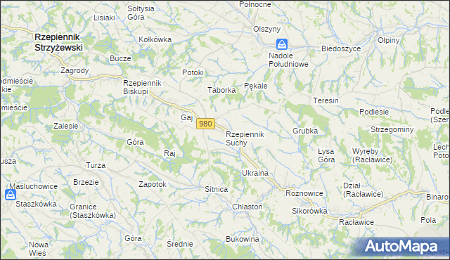 mapa Rzepiennik Suchy, Rzepiennik Suchy na mapie Targeo