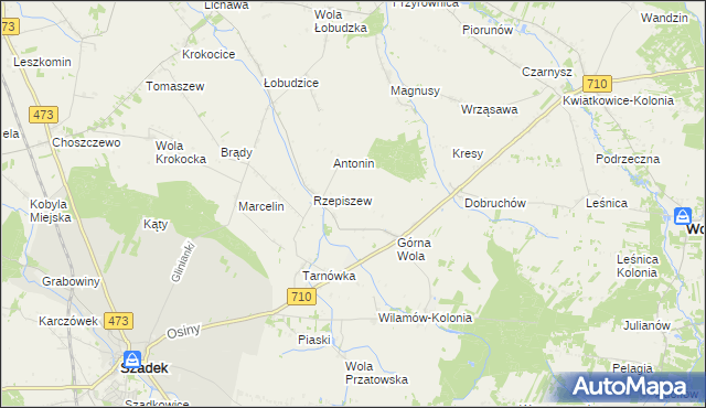 mapa Rzepiszew-Resztówka, Rzepiszew-Resztówka na mapie Targeo