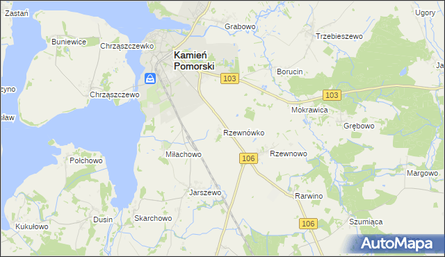 mapa Rzewnówko, Rzewnówko na mapie Targeo