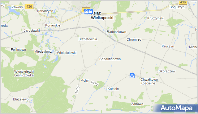 mapa Sebastianowo, Sebastianowo na mapie Targeo