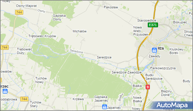 mapa Seredzice, Seredzice na mapie Targeo