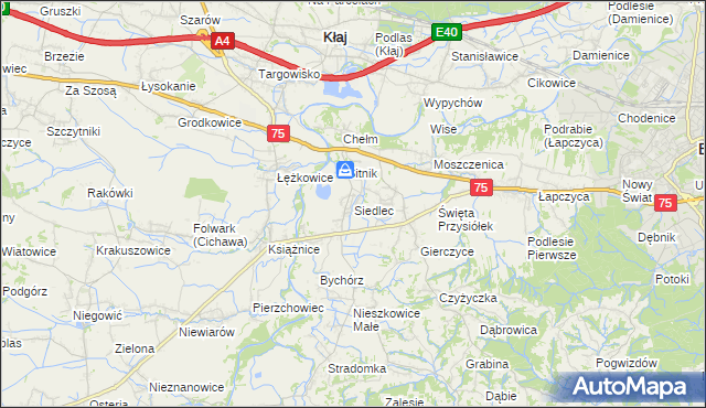 mapa Siedlec gmina Bochnia, Siedlec gmina Bochnia na mapie Targeo