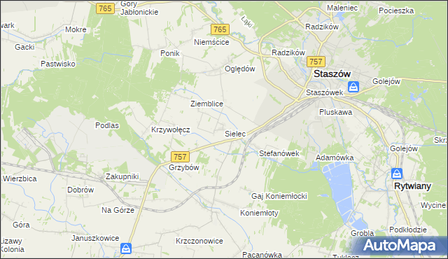mapa Sielec gmina Staszów, Sielec gmina Staszów na mapie Targeo