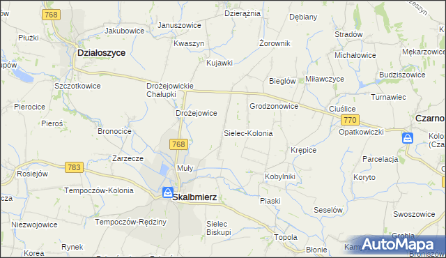 mapa Sielec-Kolonia, Sielec-Kolonia na mapie Targeo