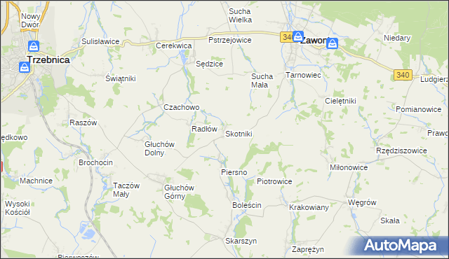 mapa Skotniki gmina Zawonia, Skotniki gmina Zawonia na mapie Targeo