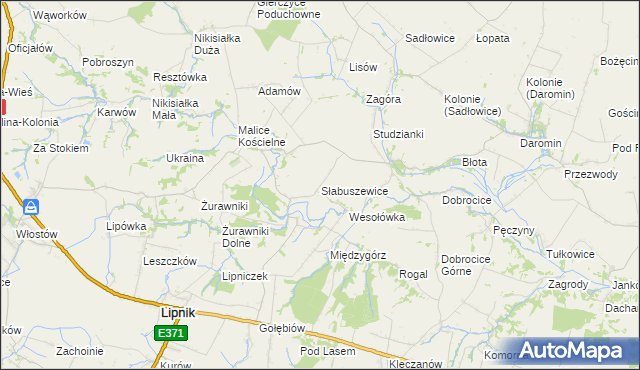 mapa Słabuszewice, Słabuszewice na mapie Targeo