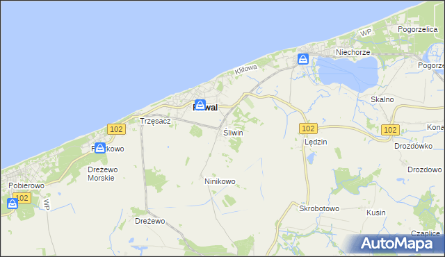 mapa Śliwin, Śliwin na mapie Targeo