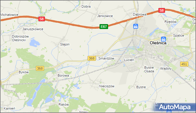 mapa Smardzów gmina Oleśnica, Smardzów gmina Oleśnica na mapie Targeo