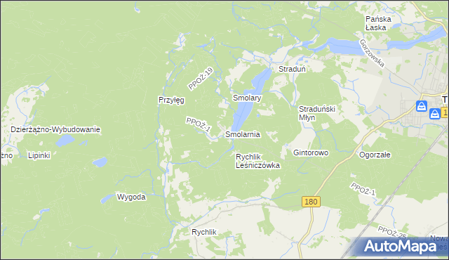 mapa Smolarnia gmina Trzcianka, Smolarnia gmina Trzcianka na mapie Targeo