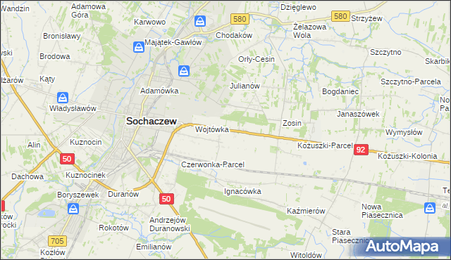 mapa Sochaczew-Wieś, Sochaczew-Wieś na mapie Targeo