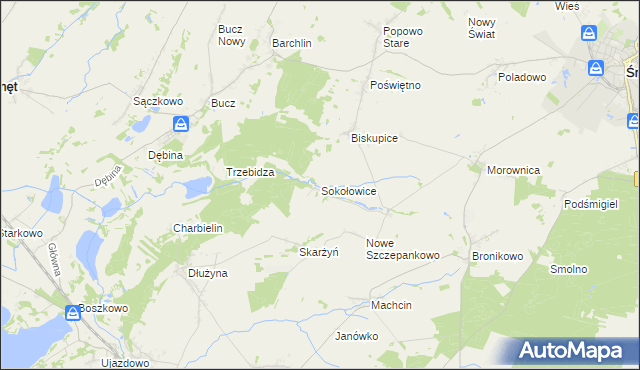 mapa Sokołowice gmina Przemęt, Sokołowice gmina Przemęt na mapie Targeo