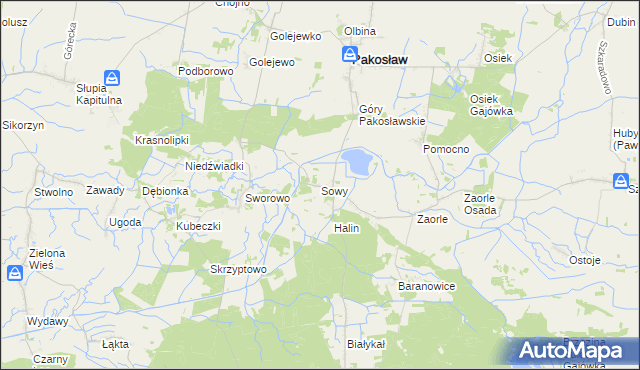 mapa Sowy gmina Pakosław, Sowy gmina Pakosław na mapie Targeo