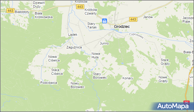 mapa Stara Huta gmina Grodziec, Stara Huta gmina Grodziec na mapie Targeo