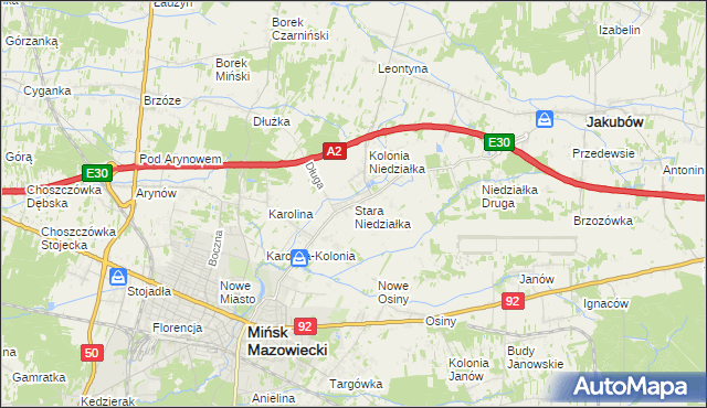 mapa Stara Niedziałka, Stara Niedziałka na mapie Targeo