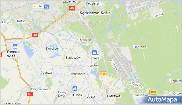 mapa Stare Koźle, Stare Koźle na mapie Targeo