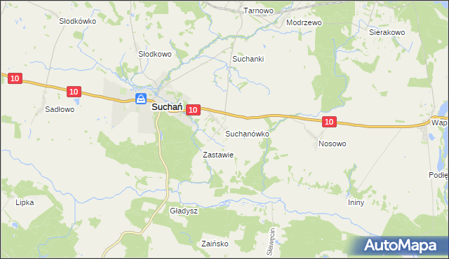 mapa Suchanówko, Suchanówko na mapie Targeo