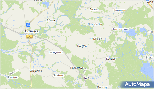 mapa Świętno gmina Grzmiąca, Świętno gmina Grzmiąca na mapie Targeo