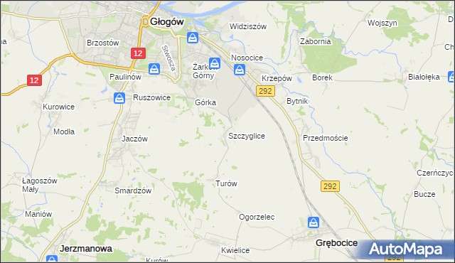 mapa Szczyglice gmina Głogów, Szczyglice gmina Głogów na mapie Targeo