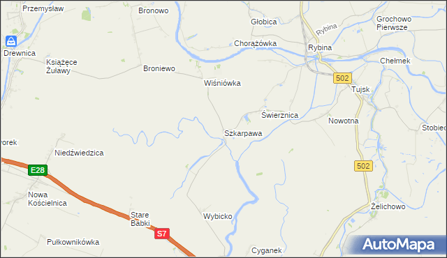 mapa Szkarpawa, Szkarpawa na mapie Targeo