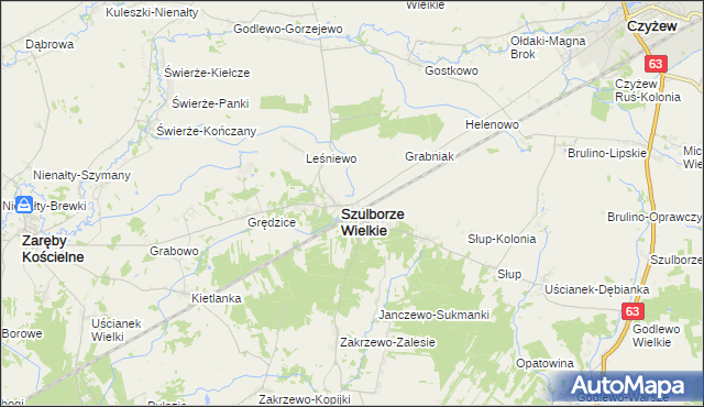 mapa Szulborze-Koty, Szulborze-Koty na mapie Targeo