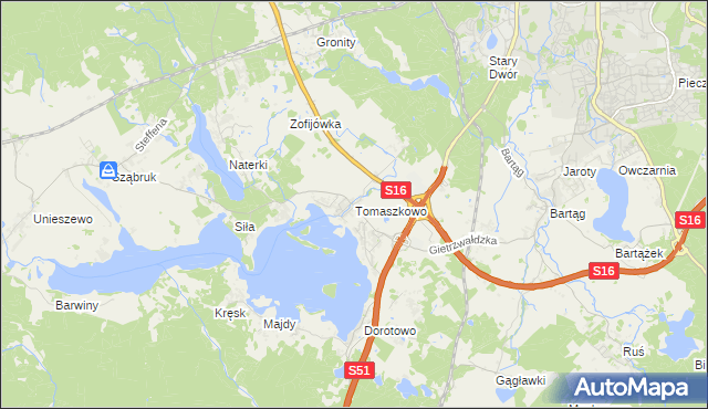 mapa Tomaszkowo, Tomaszkowo na mapie Targeo