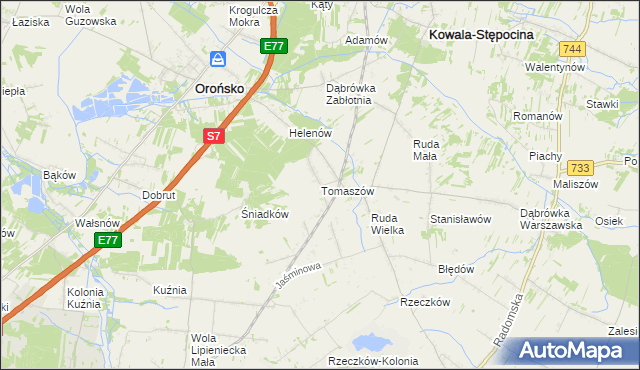 mapa Tomaszów gmina Orońsko, Tomaszów gmina Orońsko na mapie Targeo