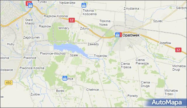 mapa Trojanów gmina Opatówek, Trojanów gmina Opatówek na mapie Targeo