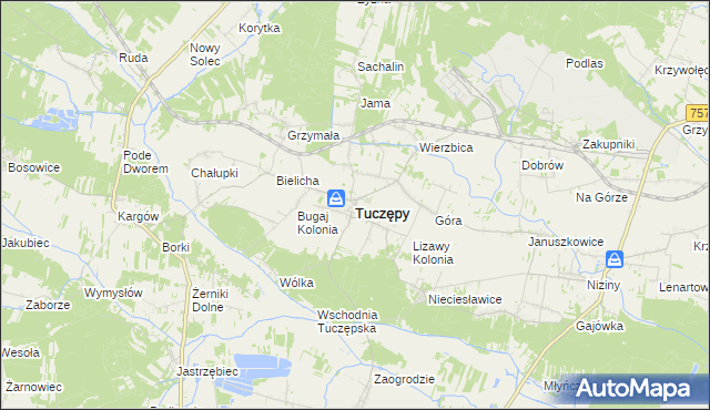 mapa Tuczępy powiat buski, Tuczępy powiat buski na mapie Targeo