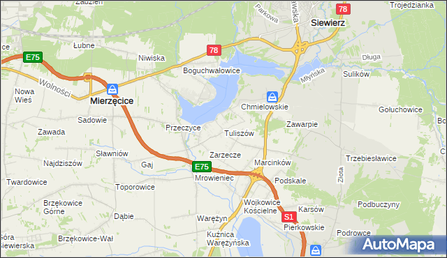 mapa Tuliszów, Tuliszów na mapie Targeo