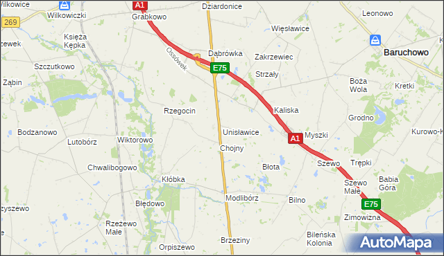 mapa Unisławice, Unisławice na mapie Targeo