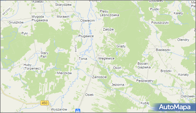 mapa Węglewice gmina Galewice, Węglewice gmina Galewice na mapie Targeo