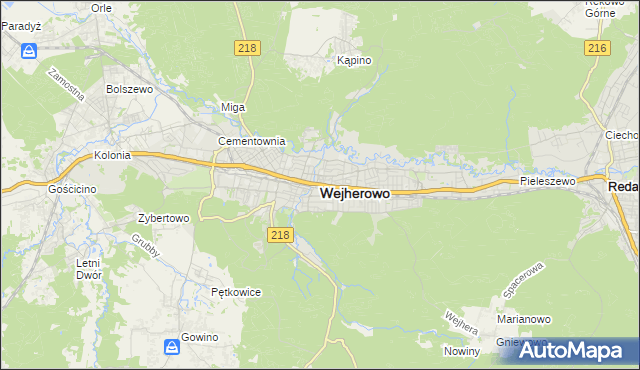 mapa Wejherowo, Wejherowo na mapie Targeo