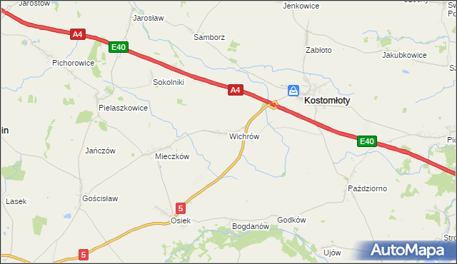 mapa Wichrów gmina Kostomłoty, Wichrów gmina Kostomłoty na mapie Targeo