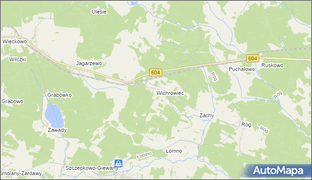 mapa Wichrowiec gmina Janowo, Wichrowiec gmina Janowo na mapie Targeo