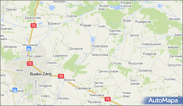 mapa Widuchowa gmina Busko-Zdrój, Widuchowa gmina Busko-Zdrój na mapie Targeo