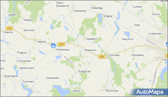 mapa Wiewiórki gmina Barlinek, Wiewiórki gmina Barlinek na mapie Targeo