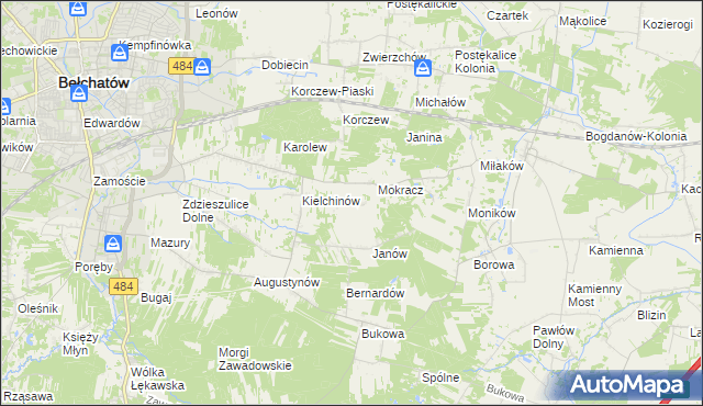 mapa Wiktorów gmina Bełchatów, Wiktorów gmina Bełchatów na mapie Targeo