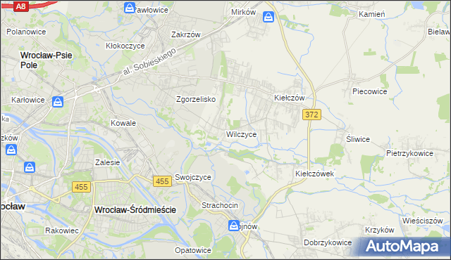 mapa Wilczyce gmina Długołęka, Wilczyce gmina Długołęka na mapie Targeo