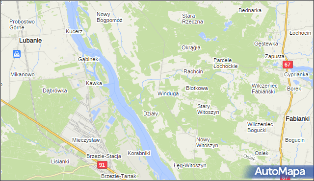 mapa Winduga gmina Bobrowniki, Winduga gmina Bobrowniki na mapie Targeo