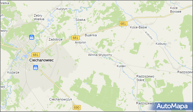 mapa Winna-Chroły, Winna-Chroły na mapie Targeo