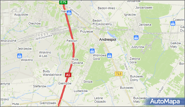 mapa Wiśniowa Góra, Wiśniowa Góra na mapie Targeo