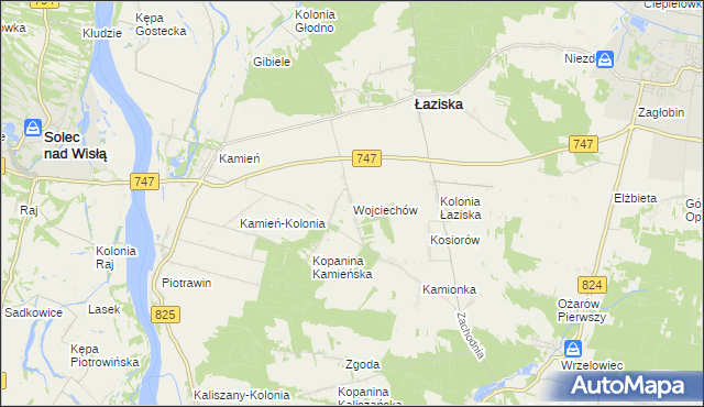 mapa Wojciechów gmina Łaziska, Wojciechów gmina Łaziska na mapie Targeo