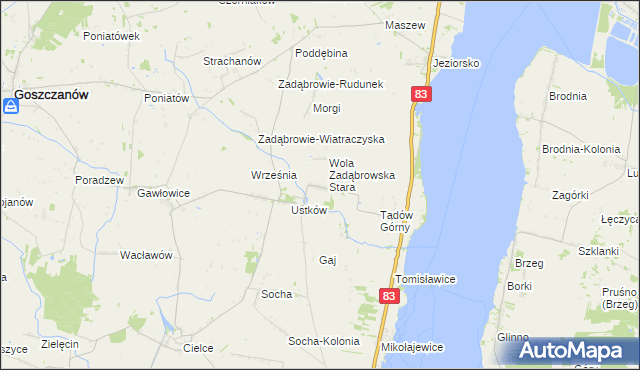 mapa Wola Zadąbrowska, Wola Zadąbrowska na mapie Targeo