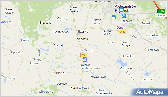 mapa Wólka gmina Aleksandrów Kujawski, Wólka gmina Aleksandrów Kujawski na mapie Targeo