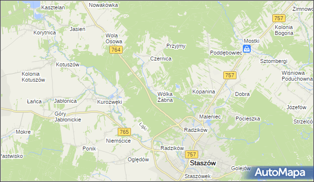 mapa Wólka Żabna, Wólka Żabna na mapie Targeo