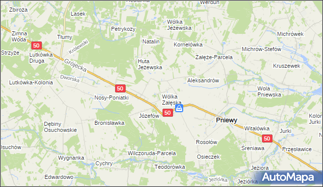 mapa Wólka Załęska gmina Pniewy, Wólka Załęska gmina Pniewy na mapie Targeo