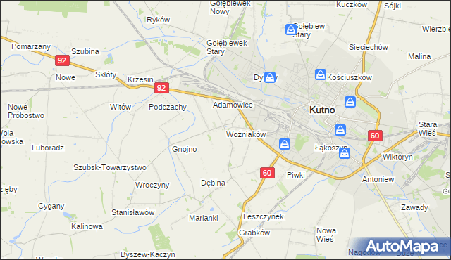 mapa Woźniaków, Woźniaków na mapie Targeo