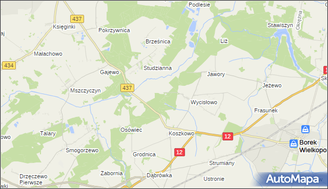 mapa Wroniny, Wroniny na mapie Targeo