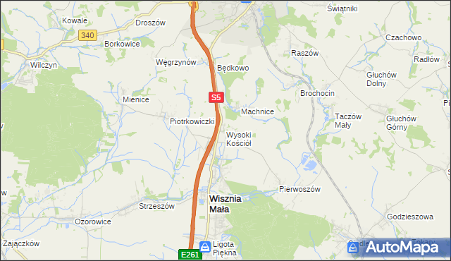 mapa Wysoki Kościół, Wysoki Kościół na mapie Targeo